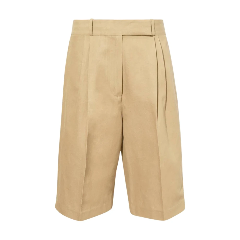 Proenza Schouler Korte Katoenen Linnen Bermuda Shorts Beige Dames