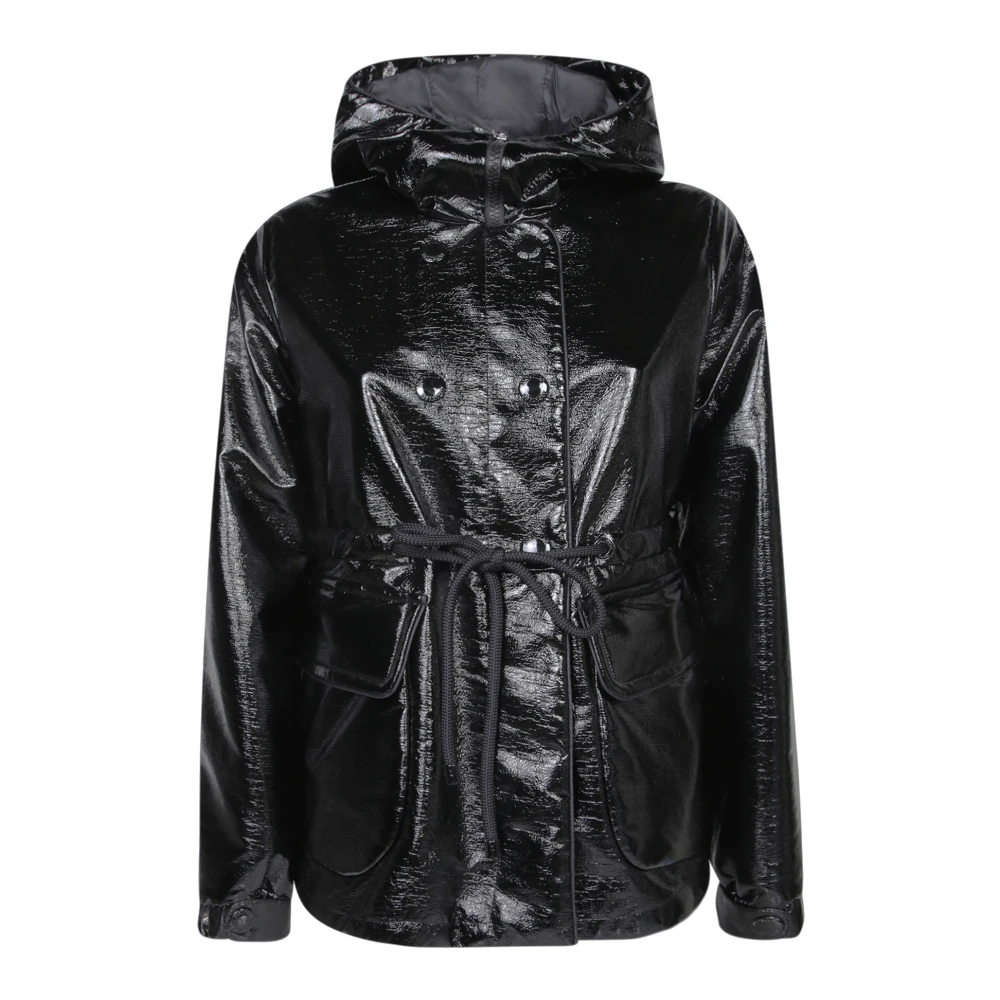 Moncler Glanzende Zwarte Korte Donsjas Black Dames