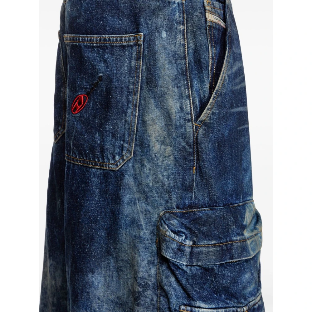 Diesel Denim Cargo Broek Unisex Indigo Blauw Blue Dames