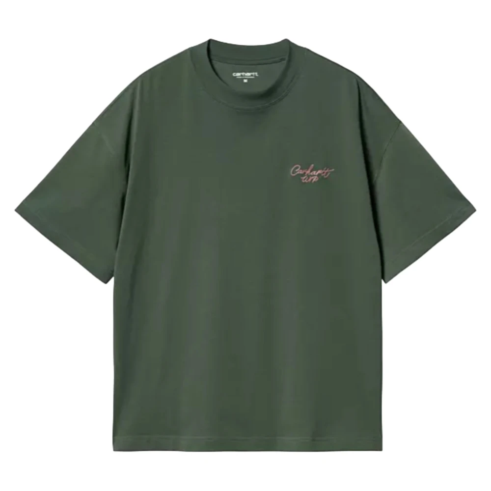 Carhartt WIP Signature Script T-Shirt Dusty Rose Green Heren