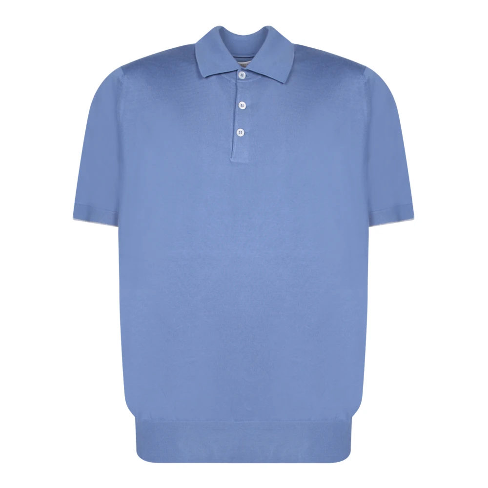 BRUNELLO CUCINELLI Blauw Poloshirt met Contrasterende Randen Blue Heren
