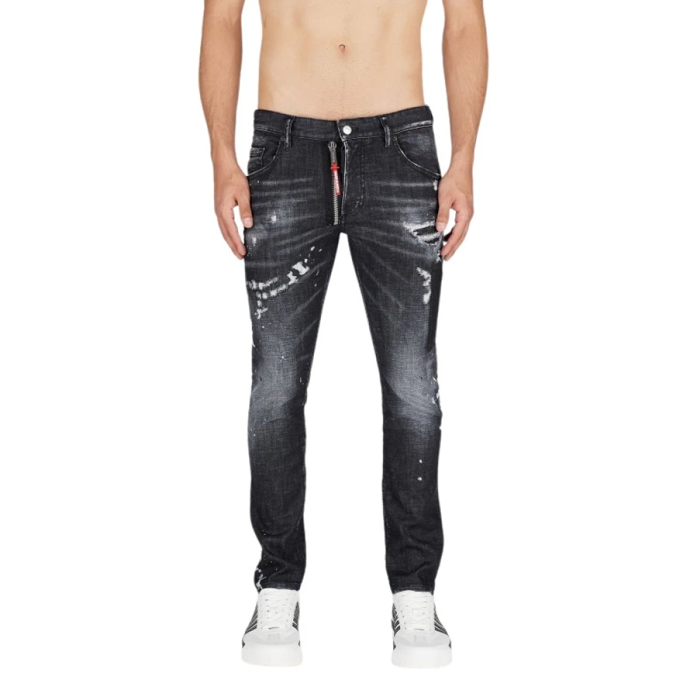 Dsquared2 Skater Jeans met Dubbele Rits Detail Black Heren