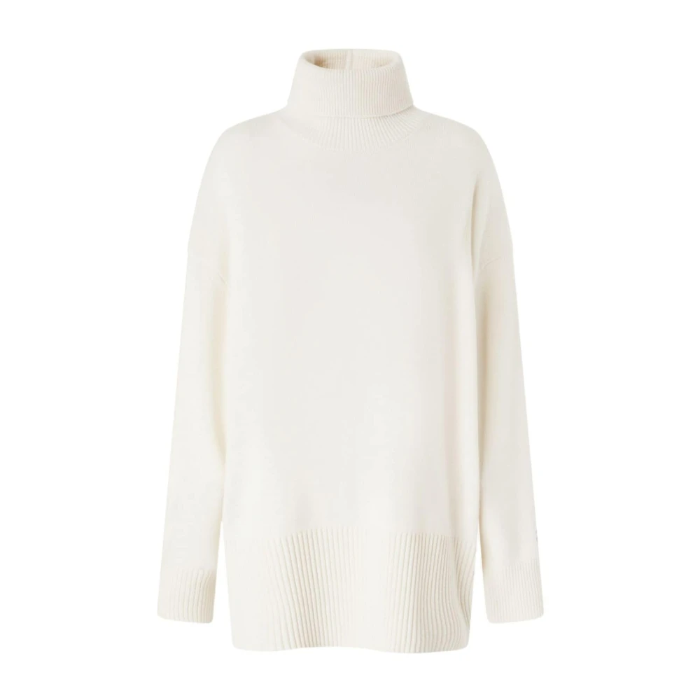 Pinko Gebreid Mini Jurk met Hoge Hals White Dames