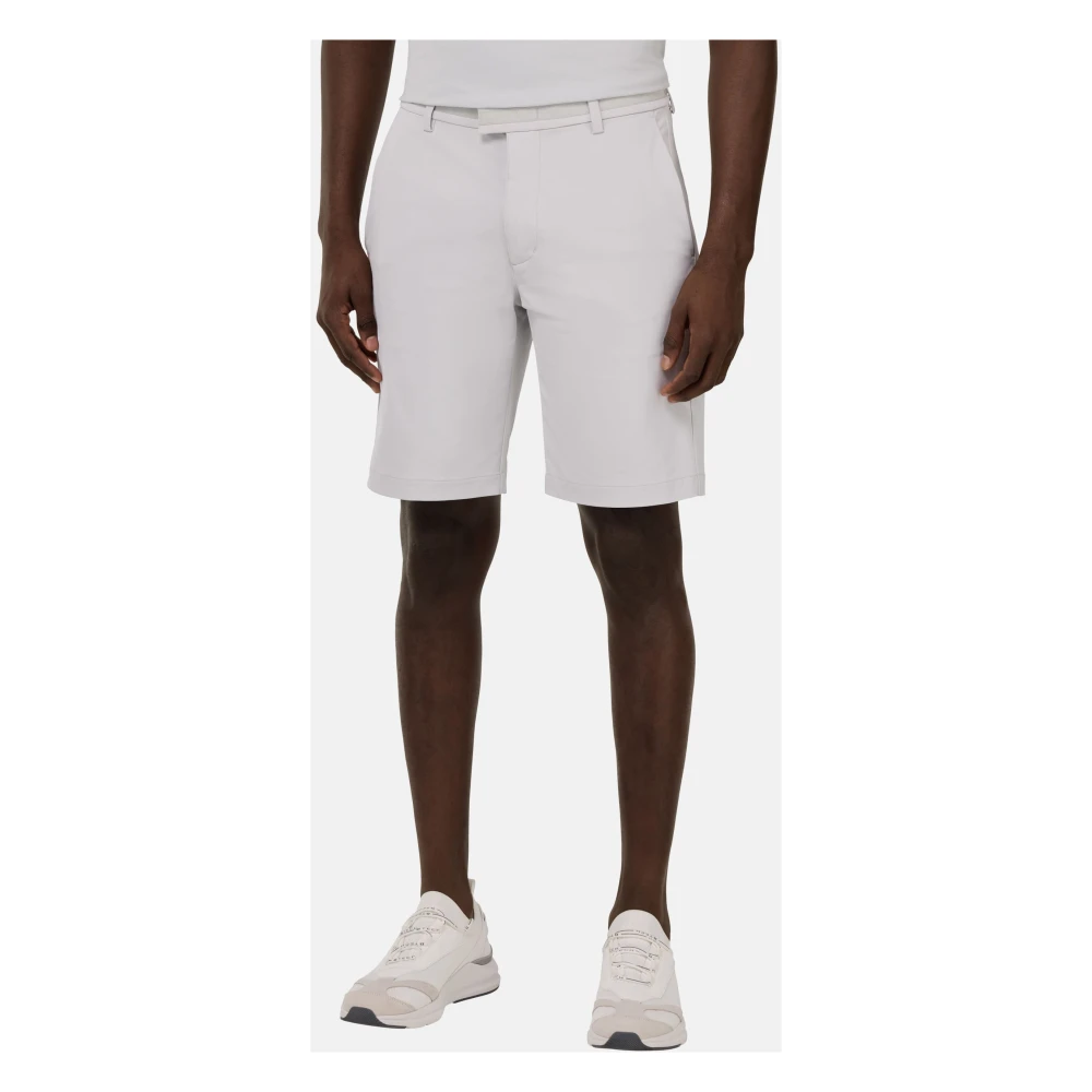 Boggi Milano B Tech Stretch Nylon Bermuda Shorts Beige Heren