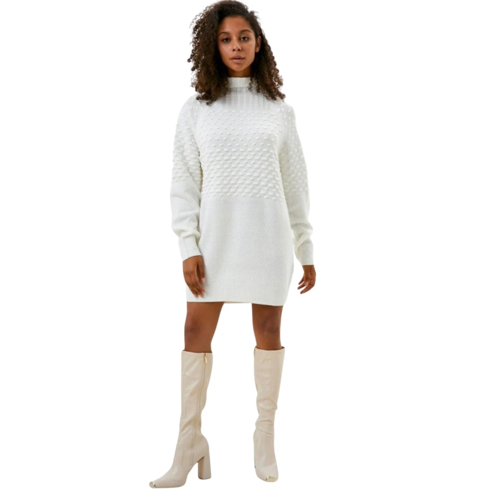 Silvian Heach White Knit Dress - Female - Knitted Dresses - M - Dresses