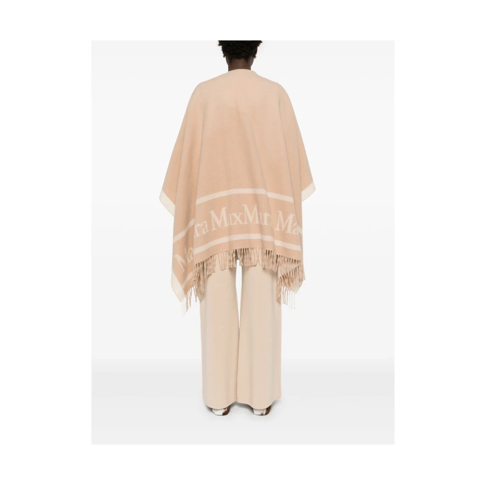 Max Mara Kameelbruine Cape met Franje Beige Dames