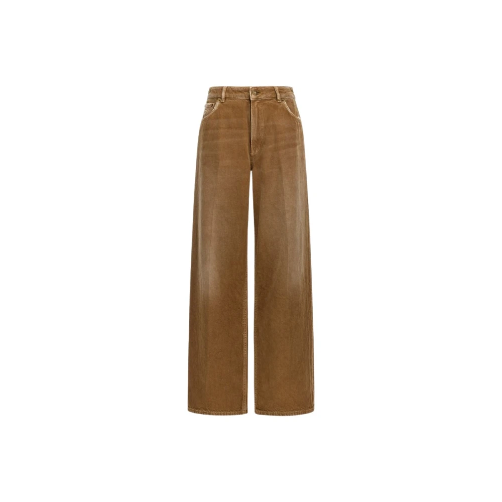 Roberto Cavalli Klassieke Wide Leg Jeans met Rits Brown Dames