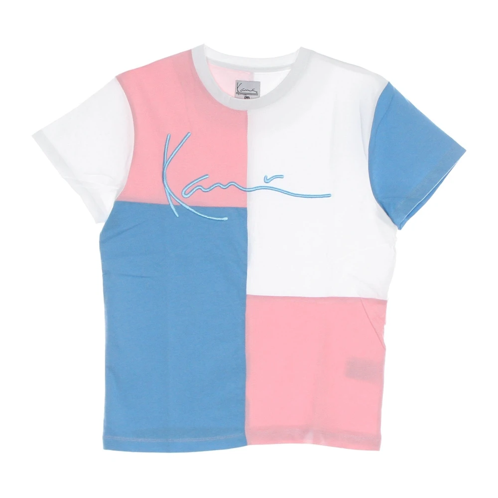 Karl Kani Handtekening Blok Tee Lichtblauw Roze Wit Multicolor Dames