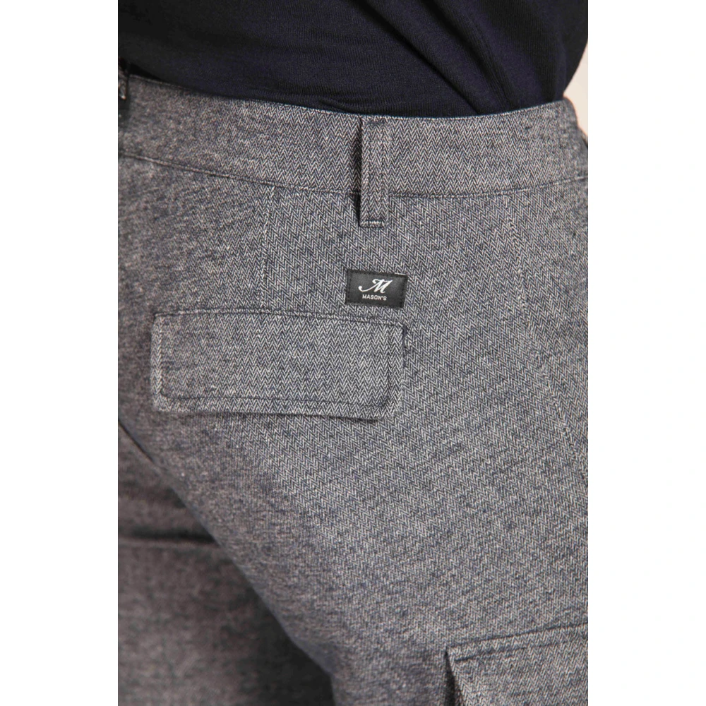 Mason's Cargo broek in donkerblauw katoenblend met slim fit Blue Heren