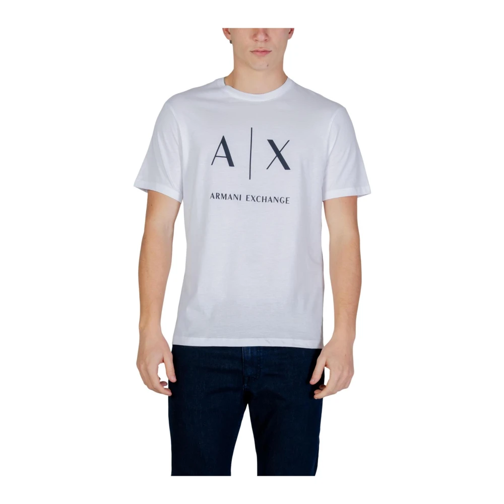 Armani Exchange Men's White T-Shirts, Xl, Round Neck Short Sleeve Cotton T-Shirt