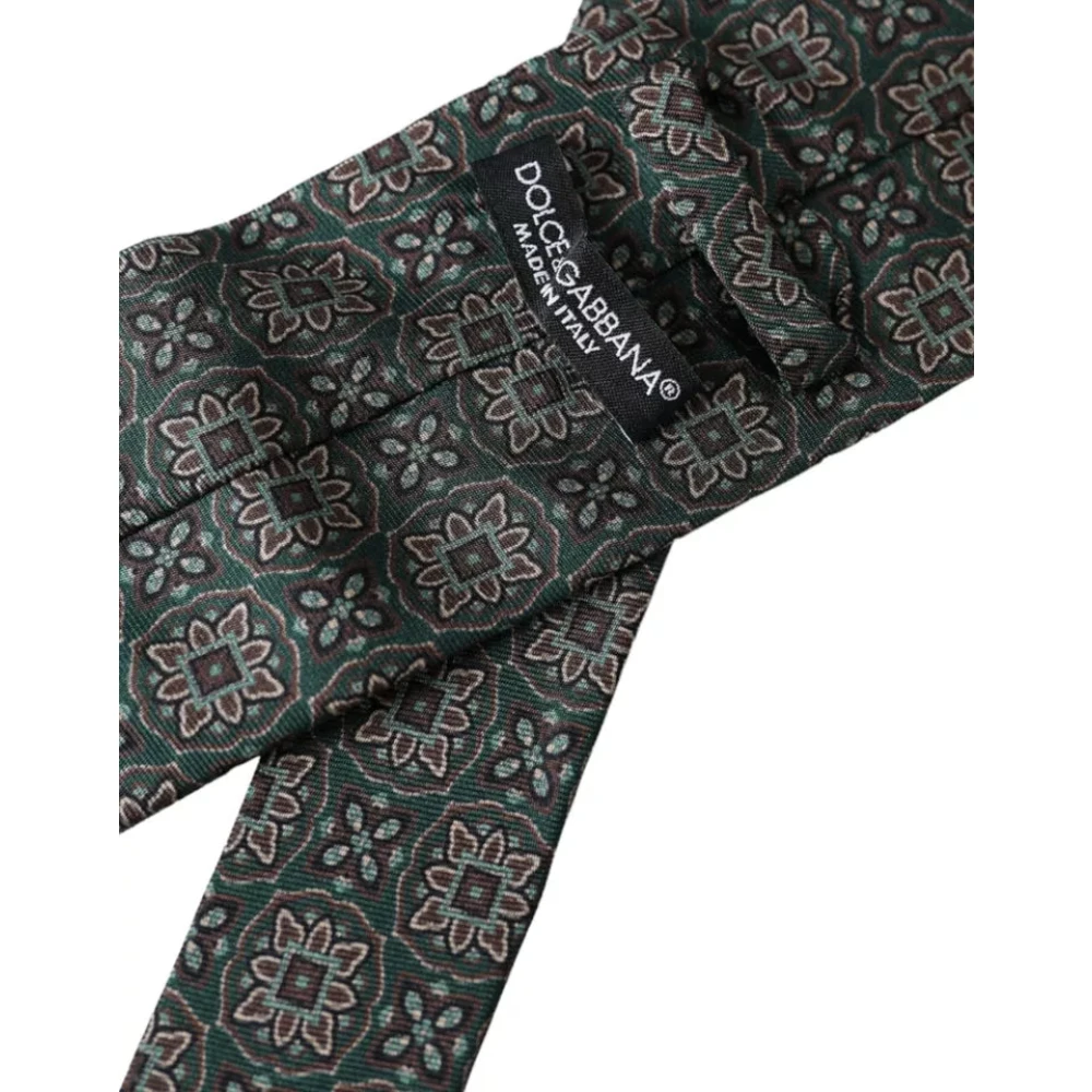 Dolce & Gabbana Groene bedrukte zijden verstelbare heren stropdas Green Heren