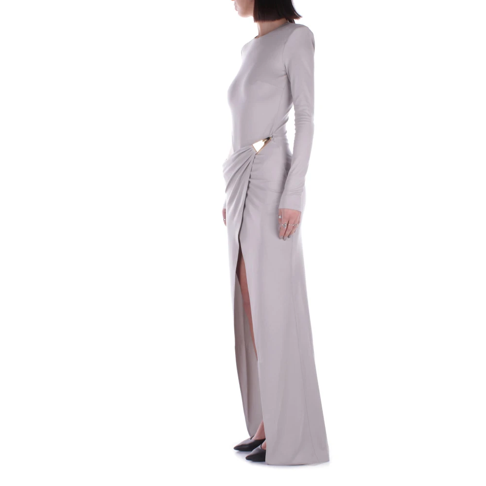 Elisabetta Franchi Rode Loper Jurk met Achter Rits Gray Dames