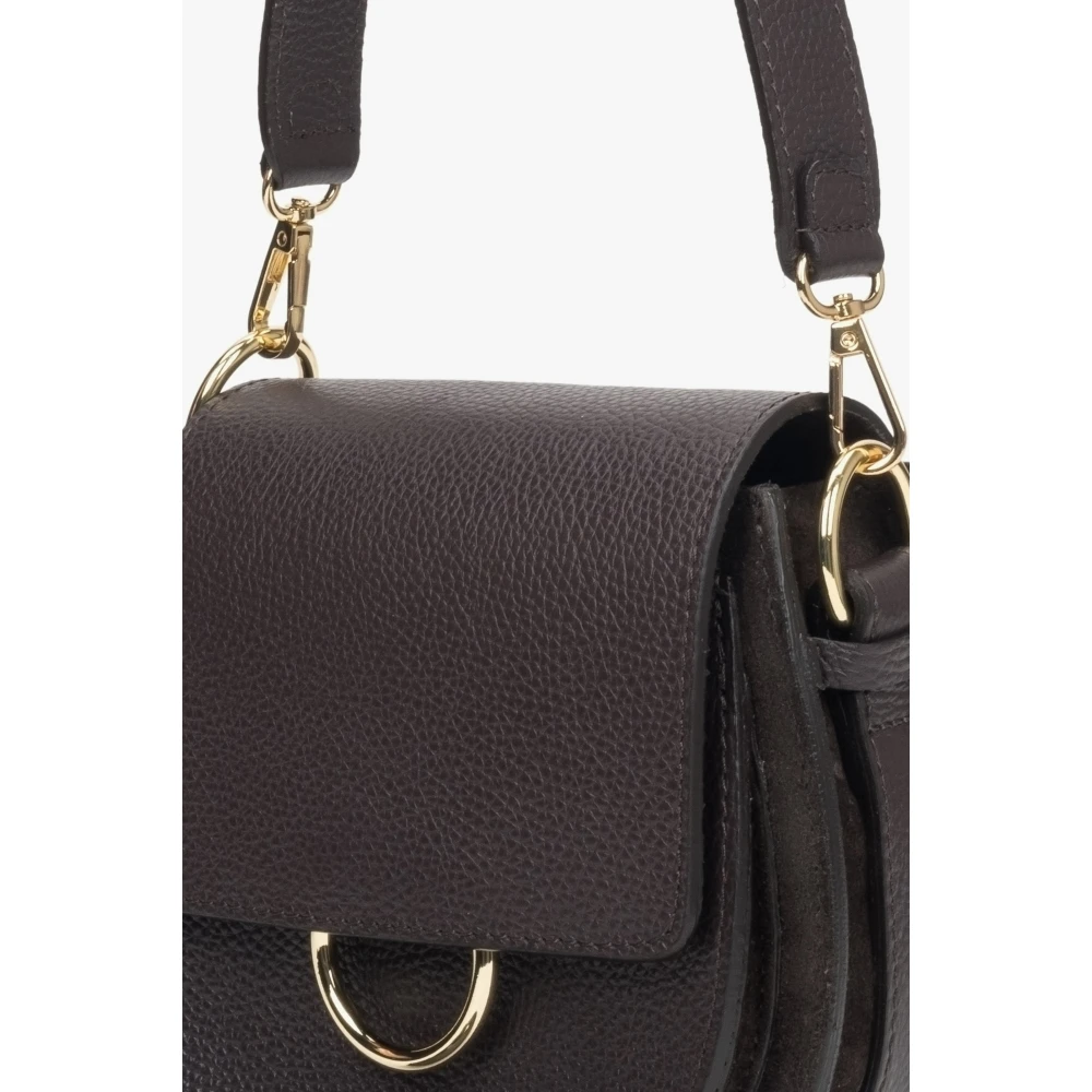 Estro Kleine donkerbruine crossbodytas voor dames gemaakt van hoogwaardig Italiaans echt leer Brown Dames