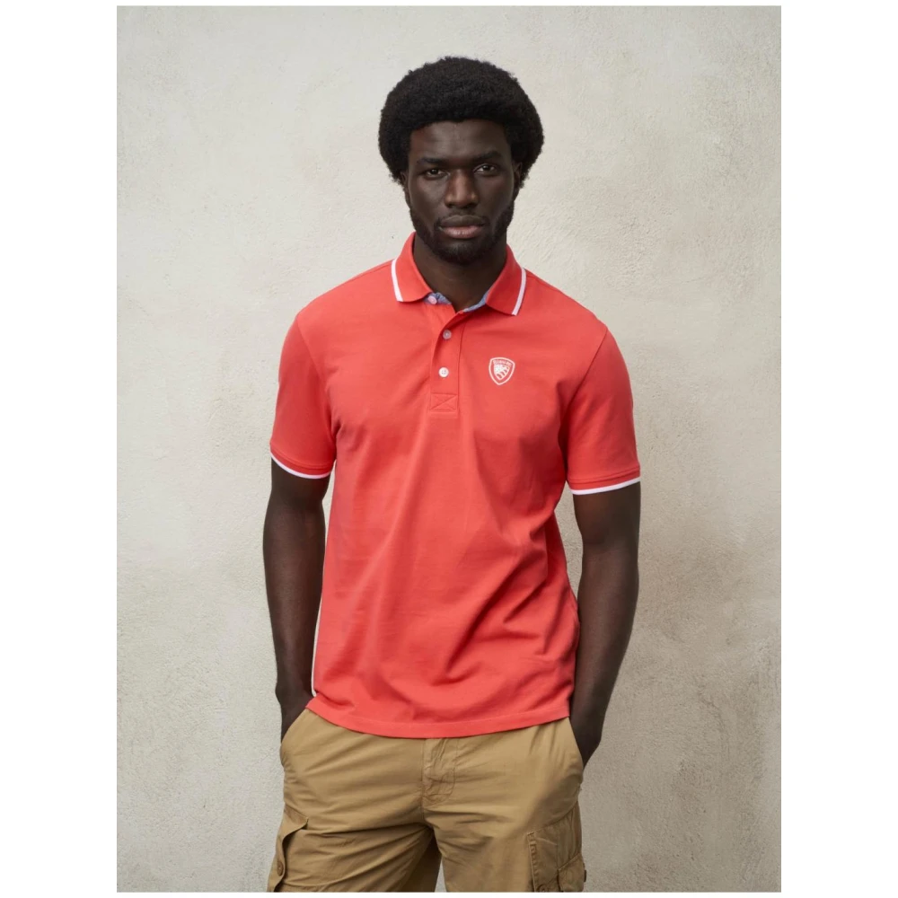Blauer Katoenen Polo Shirt Red Heren