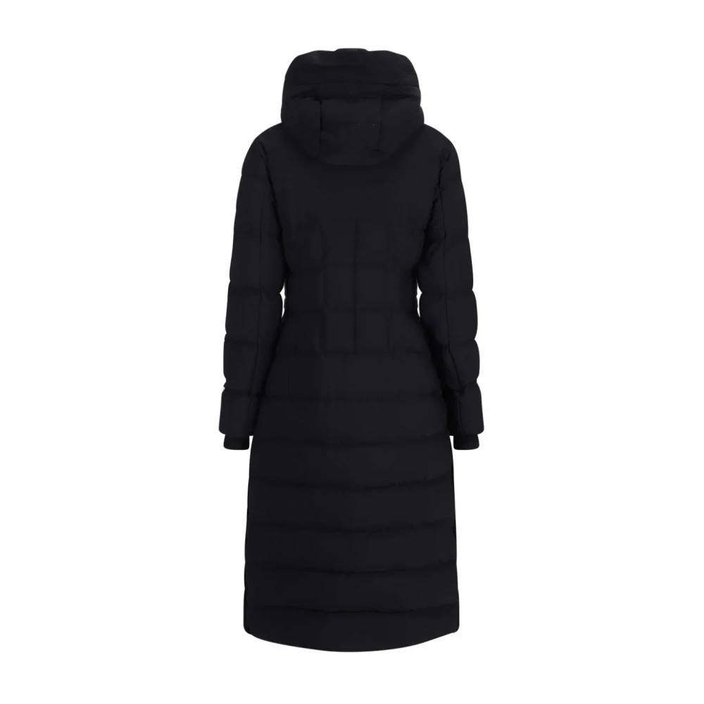 Moose Knuckles Zwarte Lange Parka met Capuchon Black Dames