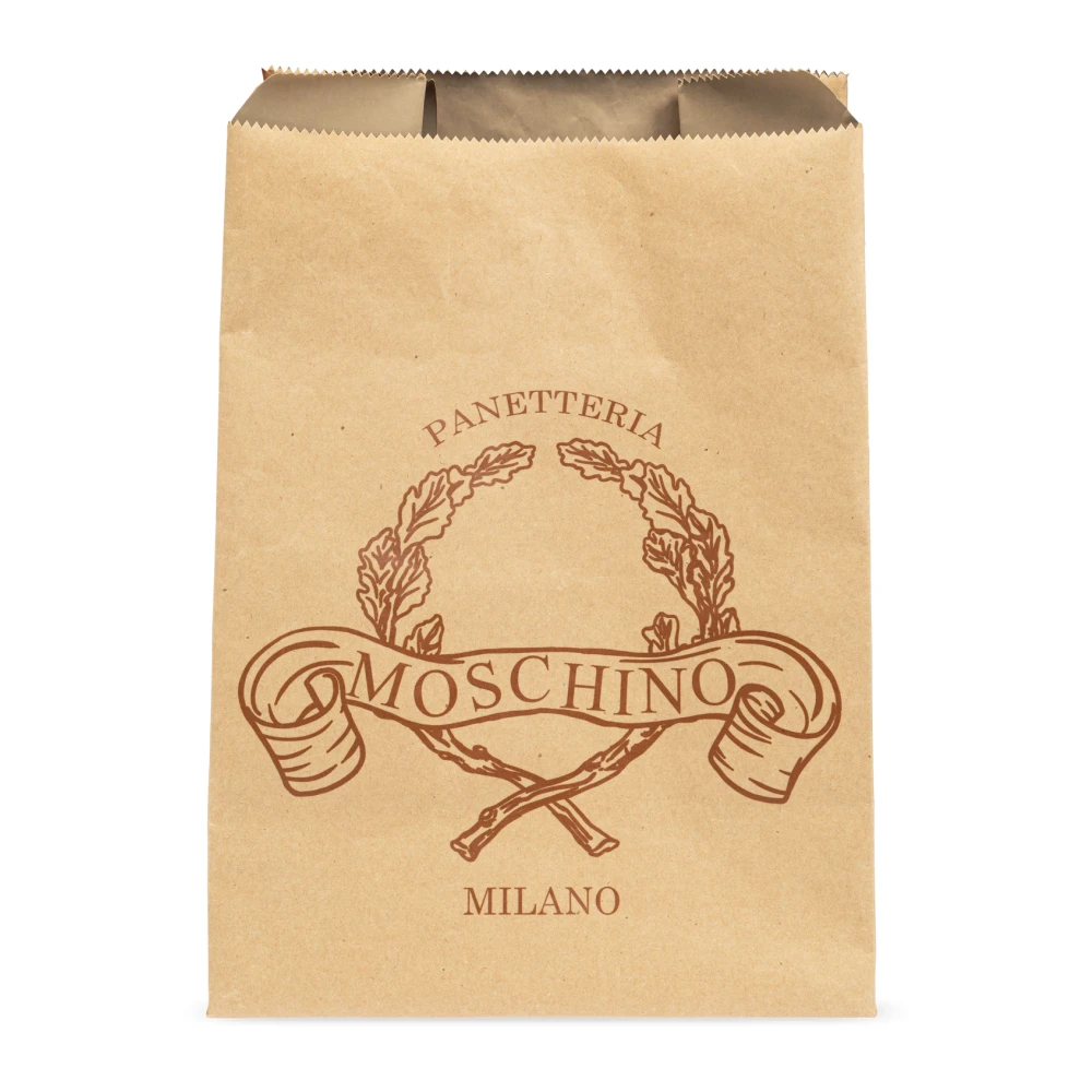 Moschino Envelop Clutch met Logo Beige Dames
