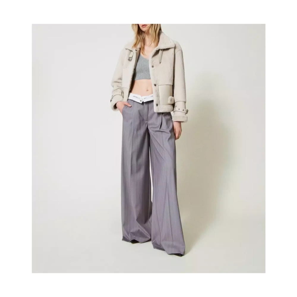 Twinset Jas van nepbont met bandjes Beige Dames