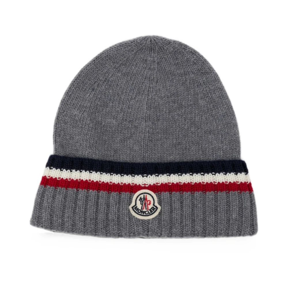 Moncler Wool & Cashmere Beanie - Male - Hats & Caps - Gray - L - Kids