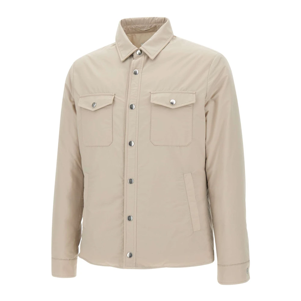 Eleventy Beige Wol Overshirt Jas Beige Heren