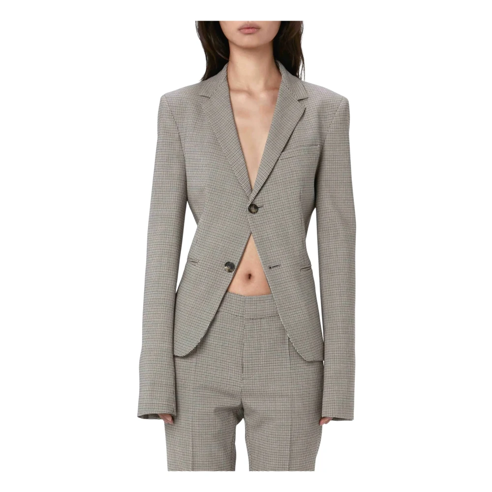 JW Anderson Grijze Aansluitende Single-Breasted Blazer Gray Dames