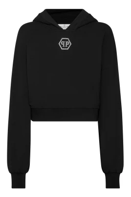 Cropped Hoodie Sweatshirt Crystal Hexagon