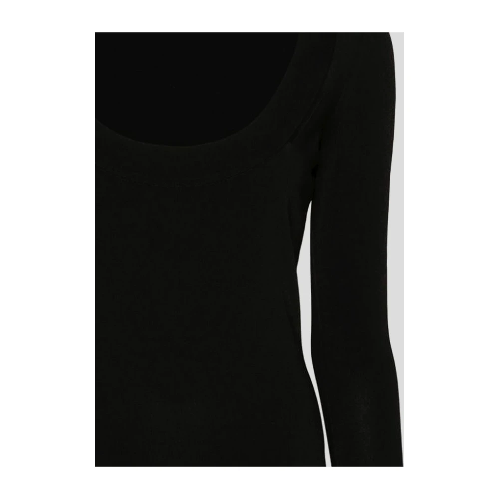 Saint Laurent Zwart Viscose Décolleté Jurk Black Dames