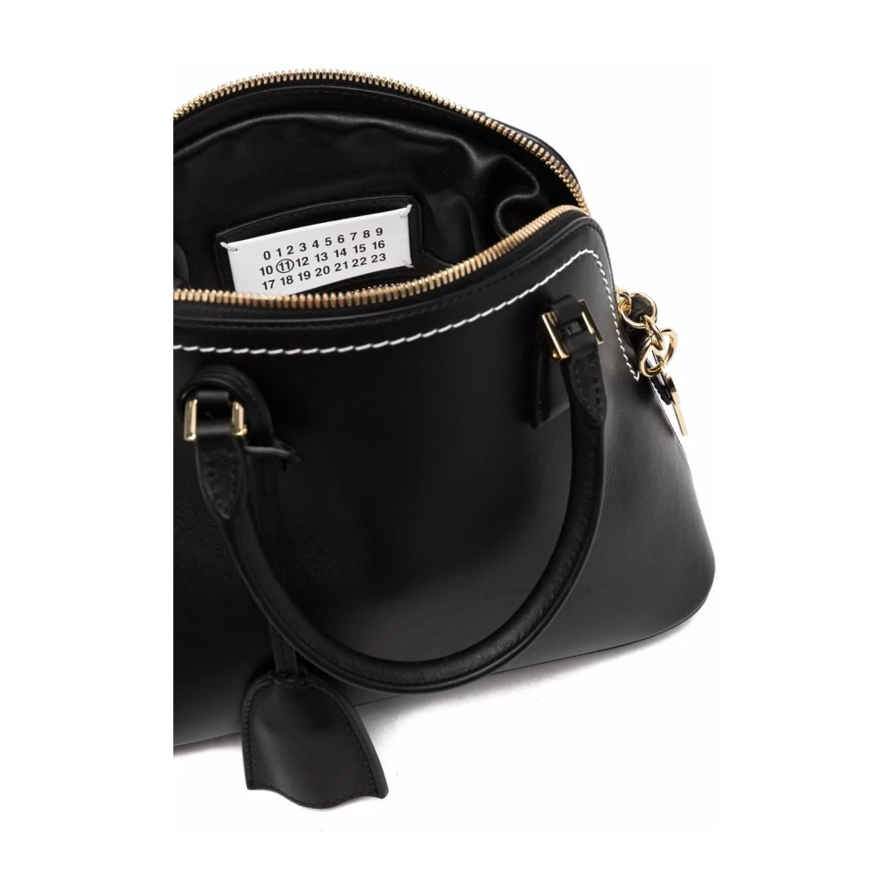 Maison Margiela Zwarte Leren Mini Tas met Gouden Hardware Black Dames