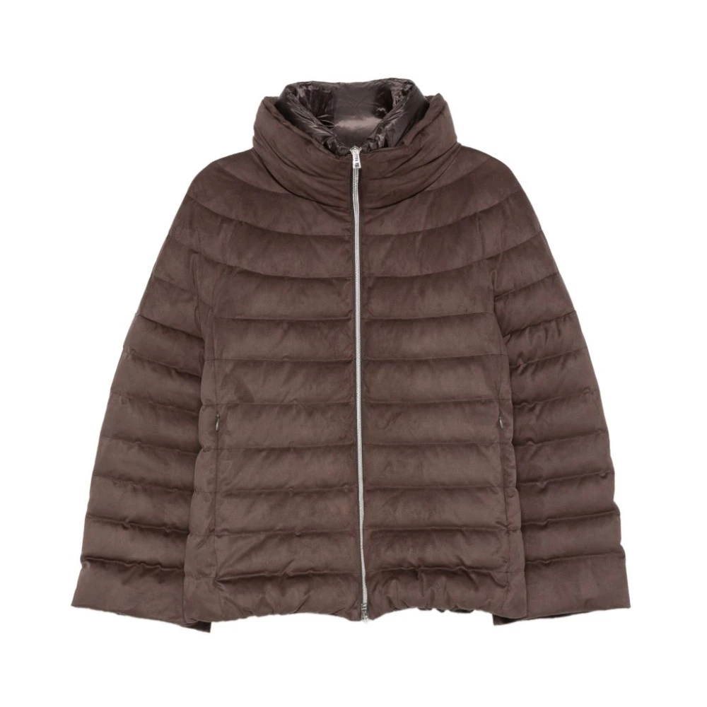 Herno Brown Winter Jackets, Female, L, Suede Effect Jacket