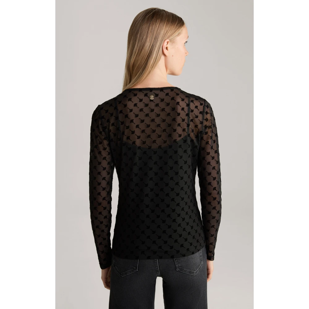 Joop! Zwart Fluweel Bloemenpatroon Top Black Dames