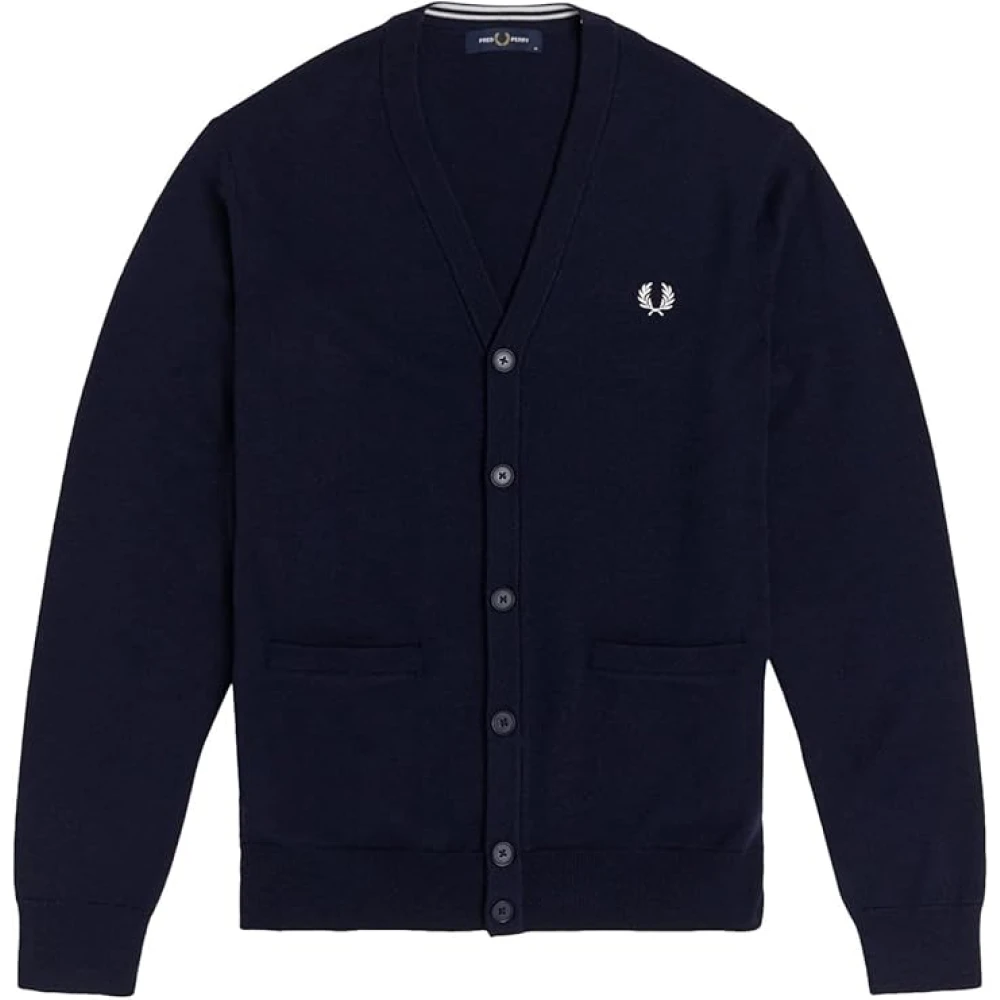 Fred Perry Merino Bomull Klassisk Kofta Navy Blue, Herr