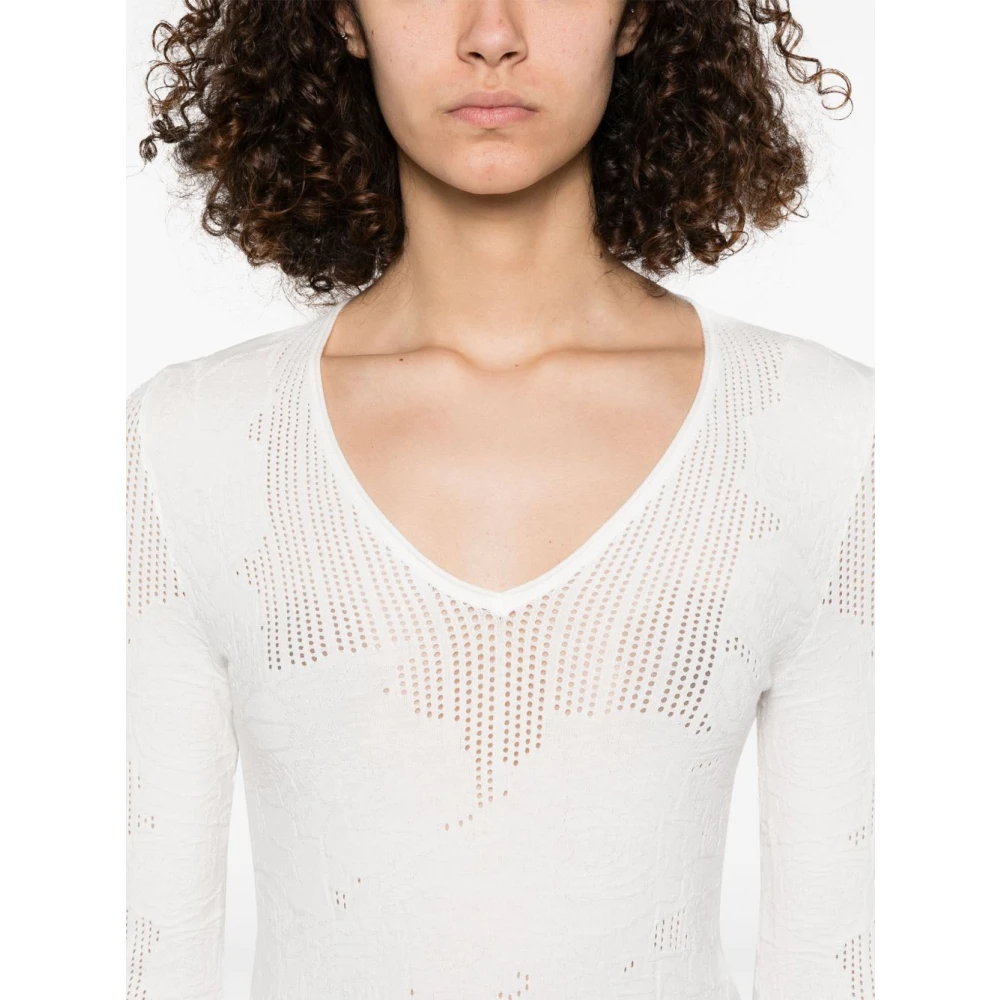Blugirl Witte V-Hals Trui Met Textuur White Dames