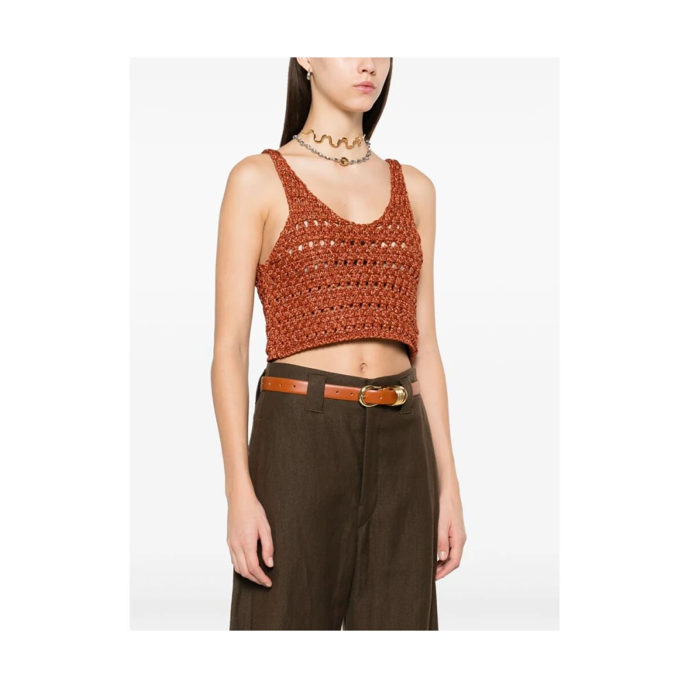 Alanui Roestbruine Mouwloze Top met Scoop Neck Brown Dames
