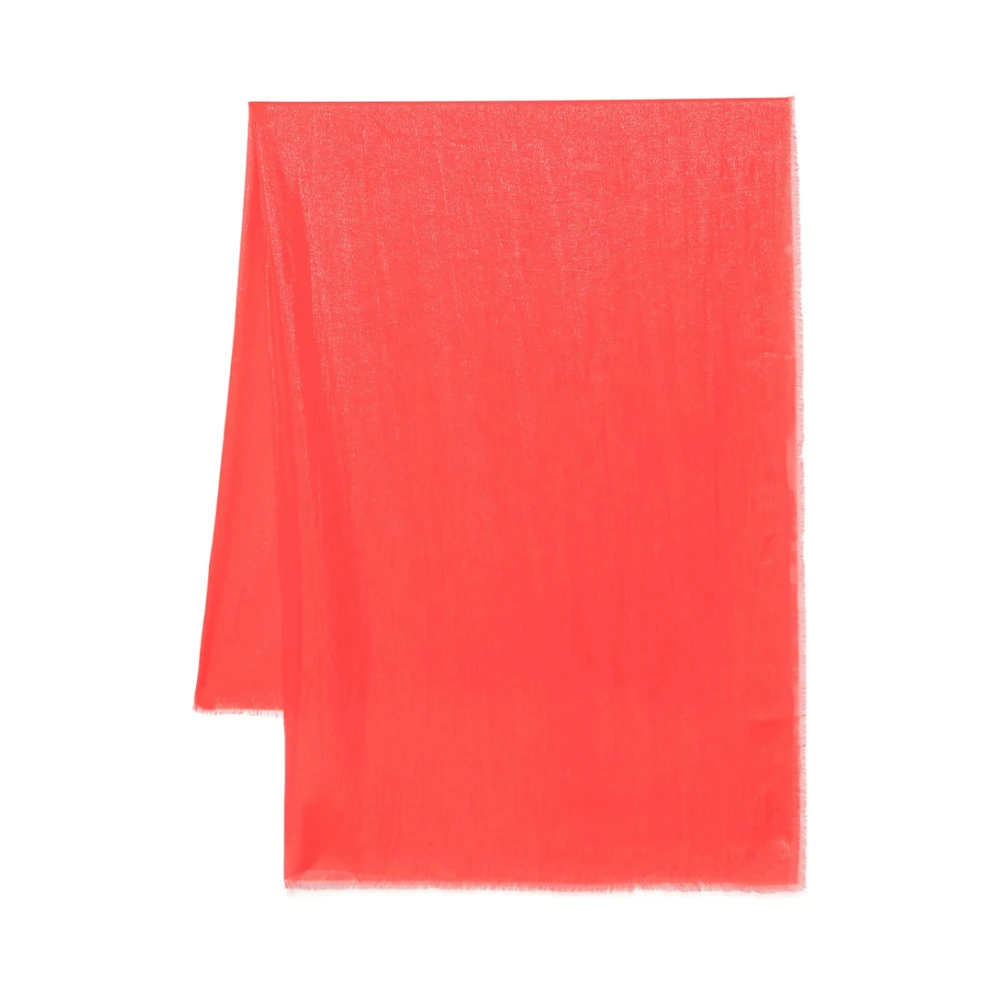 D'aniello Rode Franje Rechthoek Zonne Lurex Sjaal Red Dames