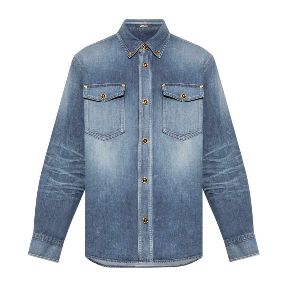 Versace Hombre Azul Camisas, Talla: S