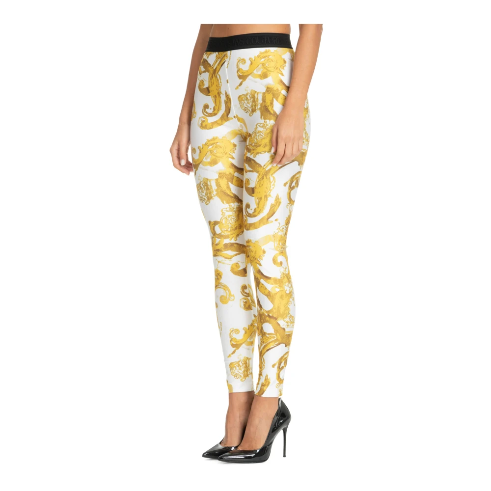 Versace Jeans Couture Abstracte Waterverf Leggings White Dames