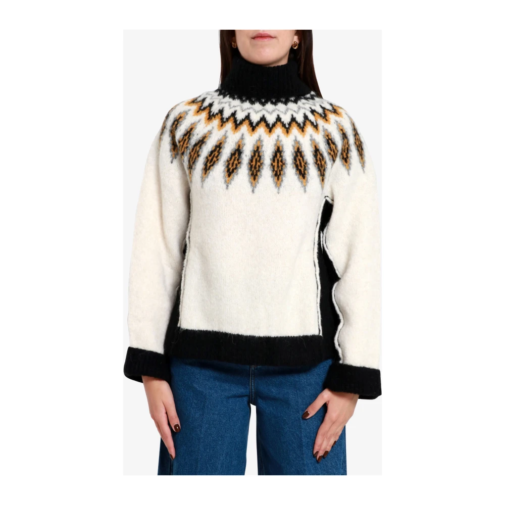 Semicouture Noorse Stijl Wollen Trui White Dames