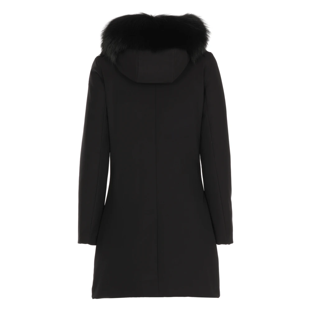 RRD Zwarte Gewatteerde Jas met Bont Capuchon Black Dames