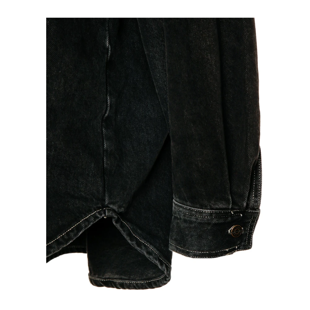 American vintage Denim Shirt Oversized Fit Metalen Knopen Black Heren