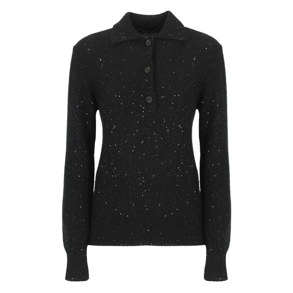 Fabiana Filippi Zwarte wollen trui met pailletten Black Dames