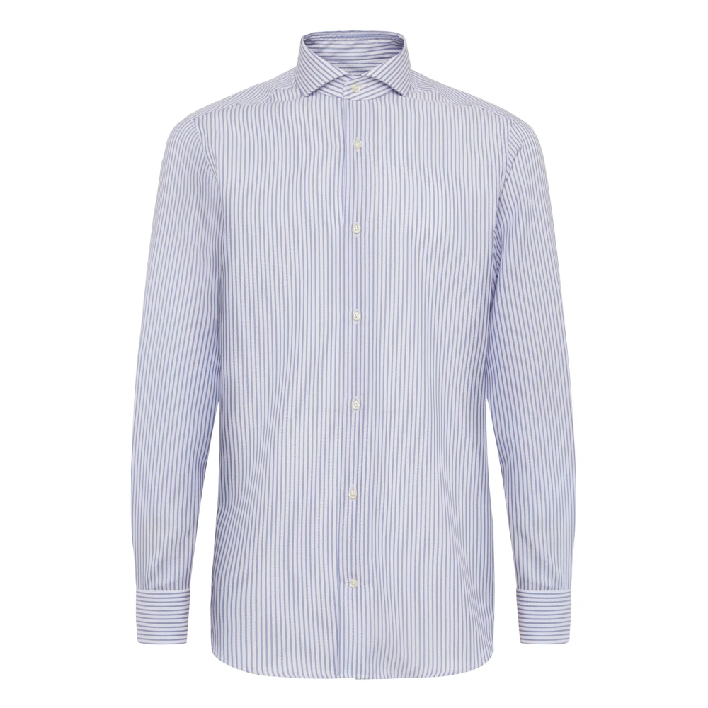 Boggi Milano Slim Fit Katoenen Dobby Overhemd Blue Heren