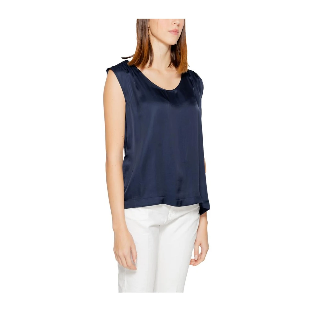 Street One Korte Mouw Viscose Blouse Blue Dames