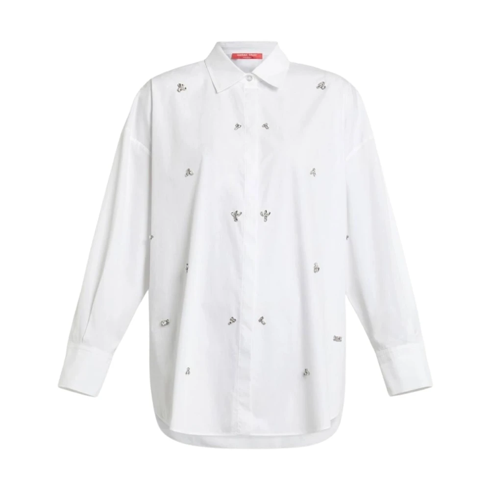 Marina Rinaldi Oversized katoenen popeline overhemd White Dames