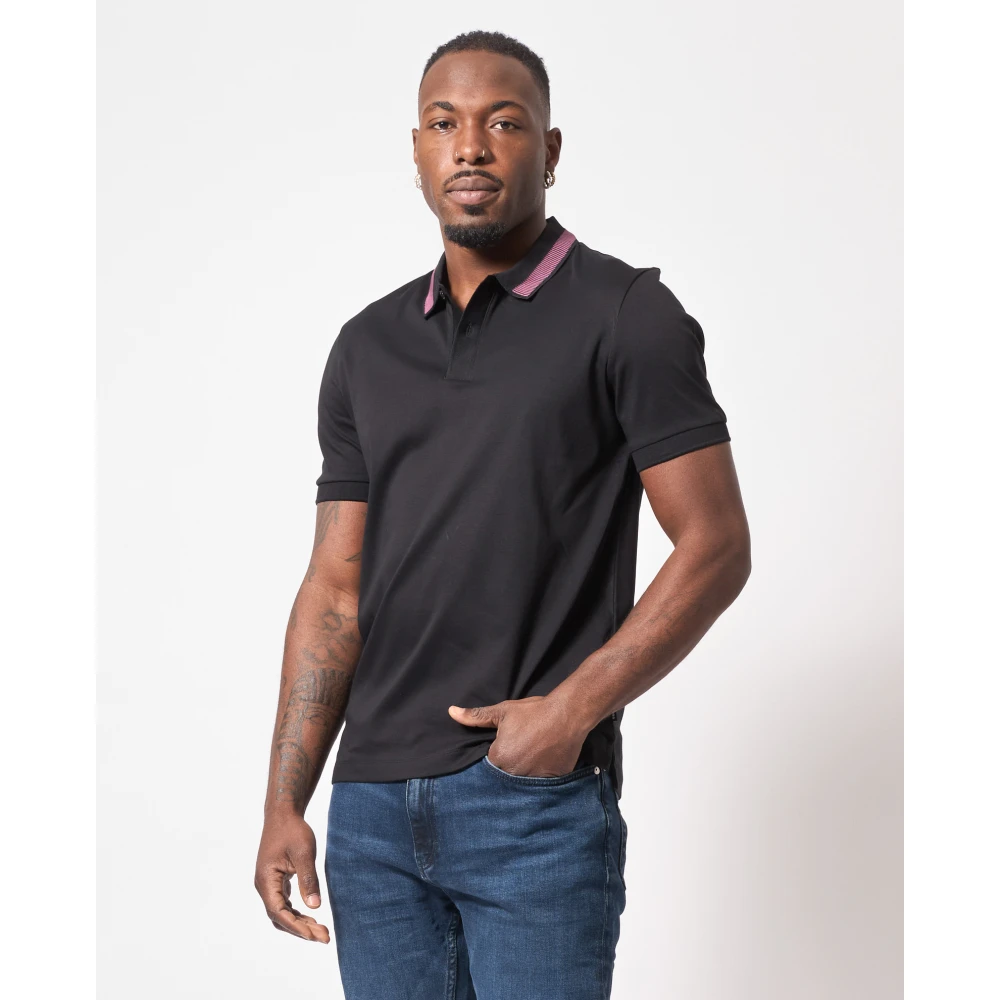 Hugo Boss Slim Fit Gekamd Katoenen Poloshirt Black Heren