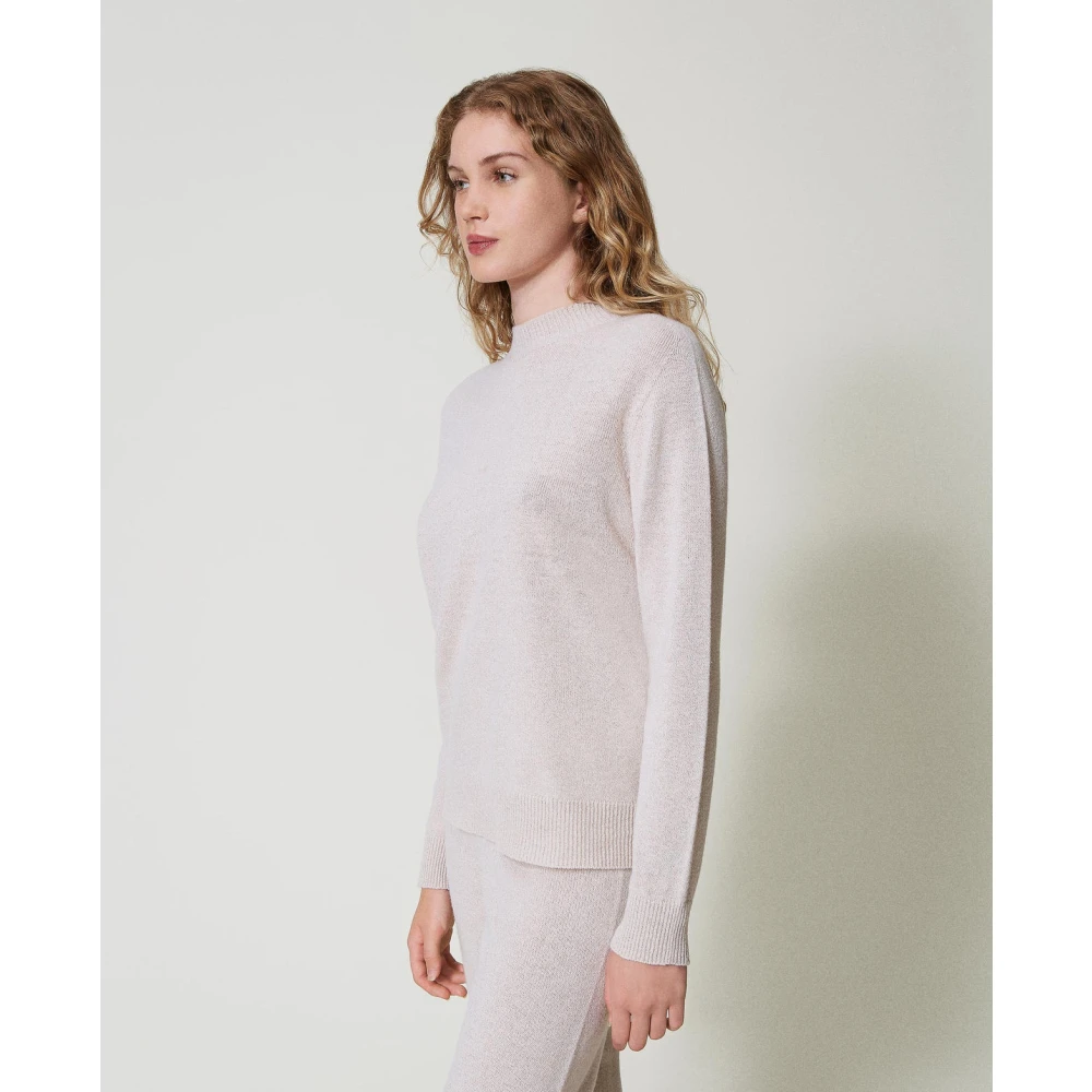 Twinset Lurex Sweater met Cross-Back Design Beige Dames