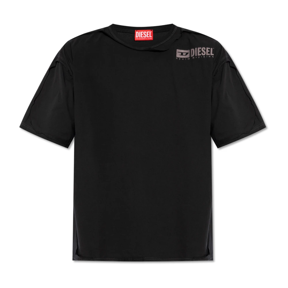 Diesel T-shirt with destroyed peel-off effect Black Heren