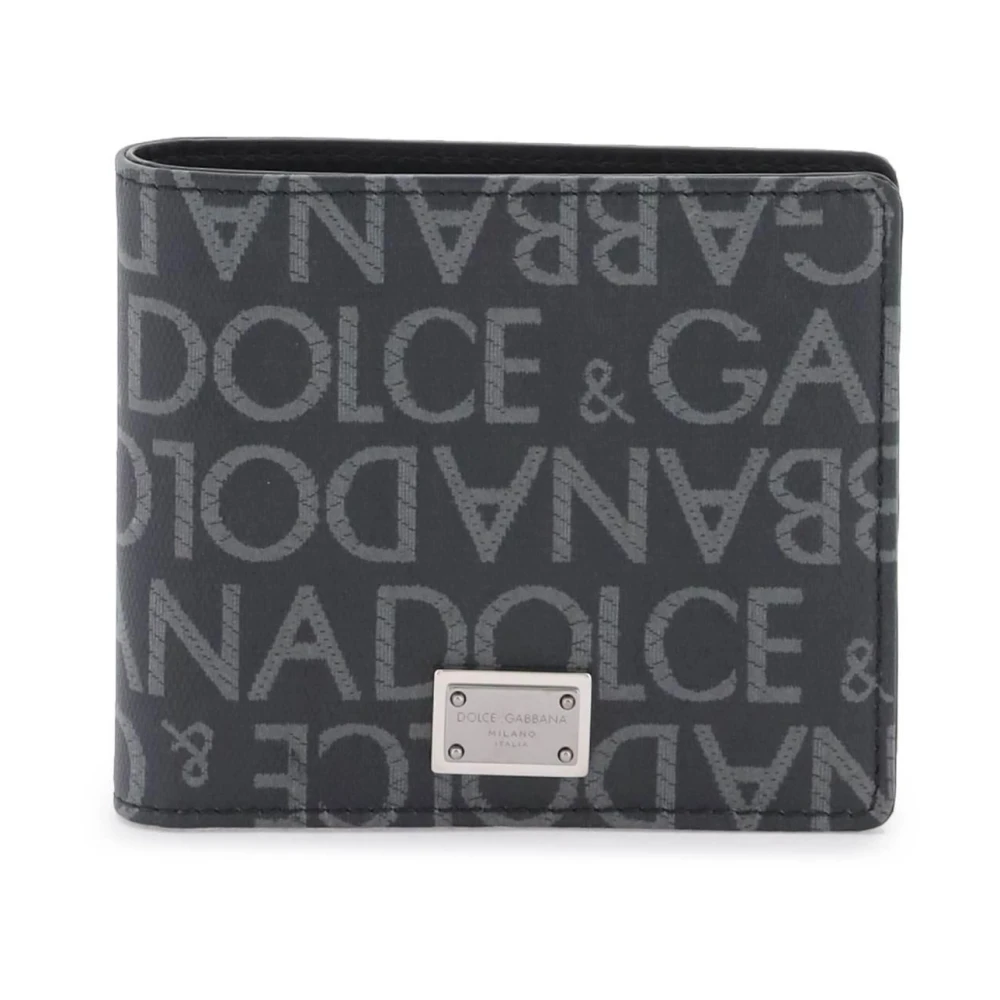 Dolce & Gabbana Logo Jacquard Portemonnee Gray Heren