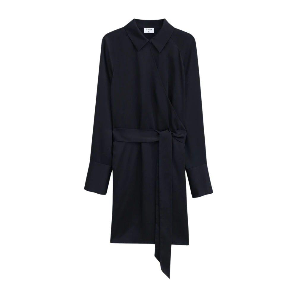 Filippa K Zwarte Wrap Shirt Jurk Elegant Veelzijdig Black Dames