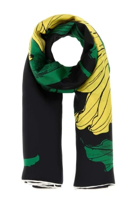 Sidenscarf med blommigt tryck