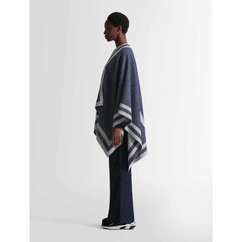 Fusalp Grafische Wol Poncho Blue Dames