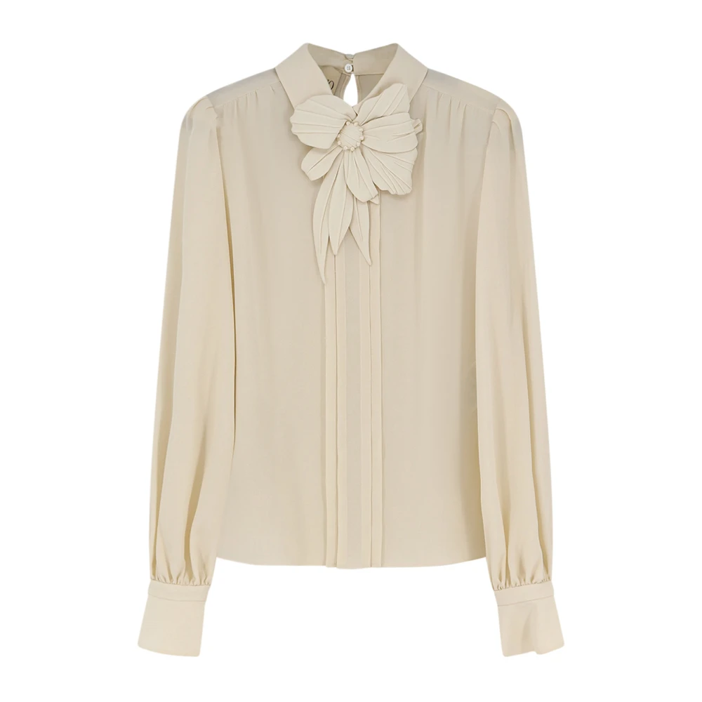 Valentino Women's Yellow Embroidered Crepe De Chine Shirt - Blouses - S - Blouses & Shirts